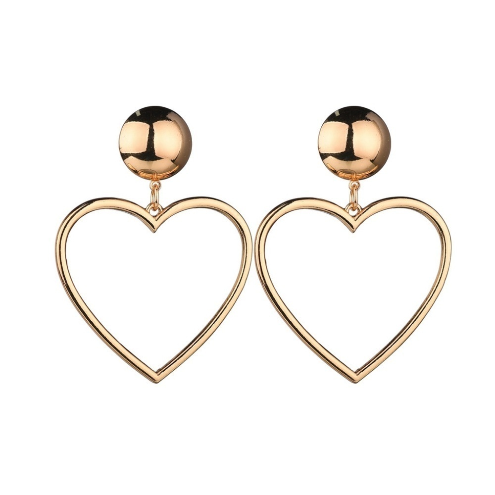 *DESDEMONA* Gold Hollow Heart Shaped Dangle Earrings